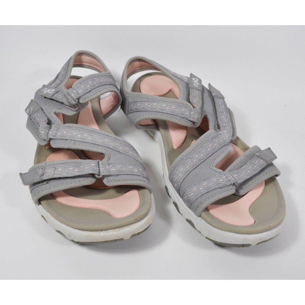 Ryka Gray & Pink Ginger Fisherman Sandals Adjustable Straps Size 9.5W